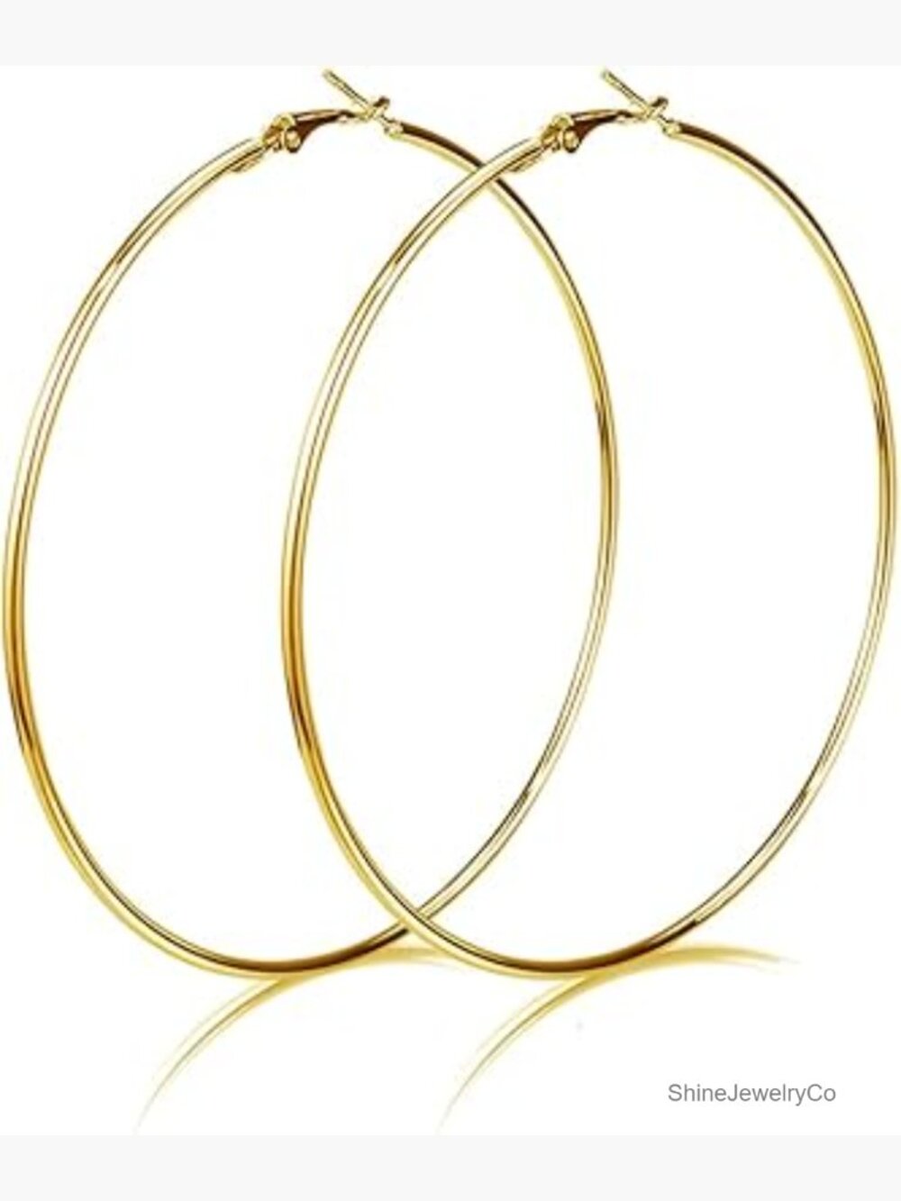 100mm 14K Yellow Gold Silver Big Large Hoop Earrings for Women Fashion Oversize